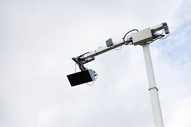 istock Automatic number plate registration device in the street 2243254433