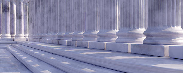 Classical columns and stairs, marble pillars row, stone colonnade building facade detail,