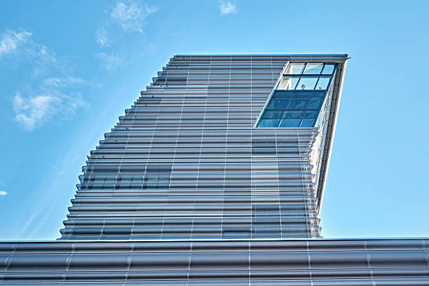 Oslo, Norway - September 7, 2025: Exterior view of the interesting, asymmetrical building of the Munch Museum designed by Estudio Herreros
