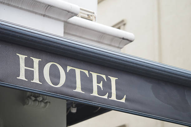 istock Hotel signage in urban setting during daylight hours 2243282910
