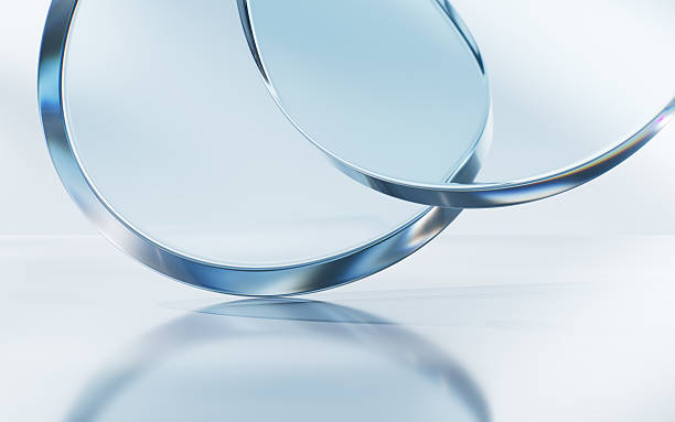 istock Transparent blue glass geometries background, 3d rendering. 2243304001