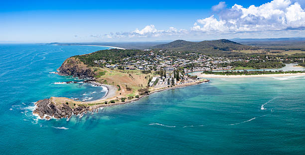 istock Panorama of sunny Crescent Head 2243307076