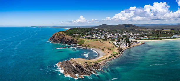 istock Panorama of sunny Crescent Head 2243307091