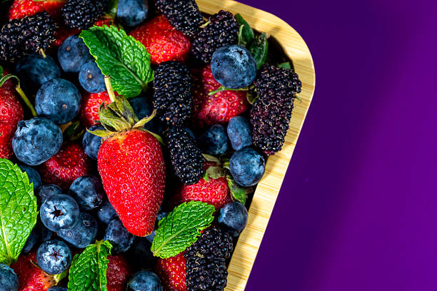 Closeu-up of some blueberries and strawberries