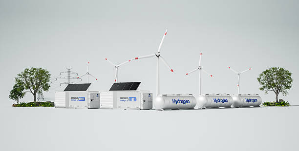 istock Alternative energy concept with group of energy storage systems or battery container units with various sources of energy 2243310889