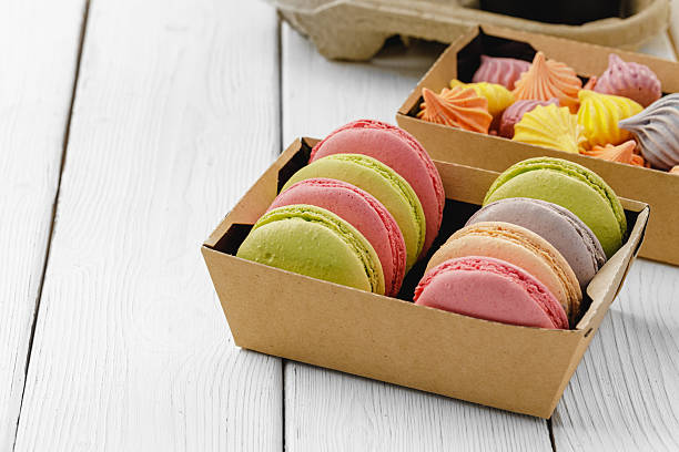 istock Colorful macaron cookies in a cardboard box 2243317324