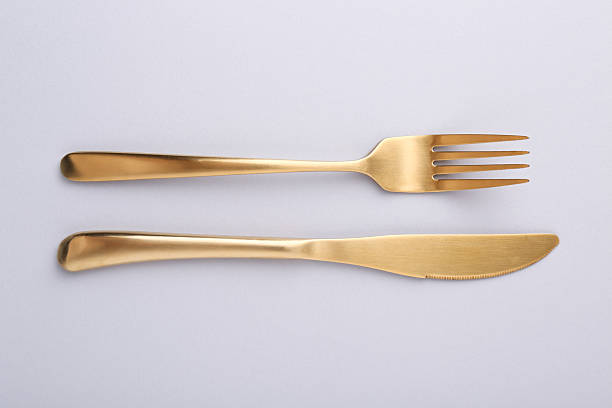 istock Stylish cutlery on grey table, top view 2243324755