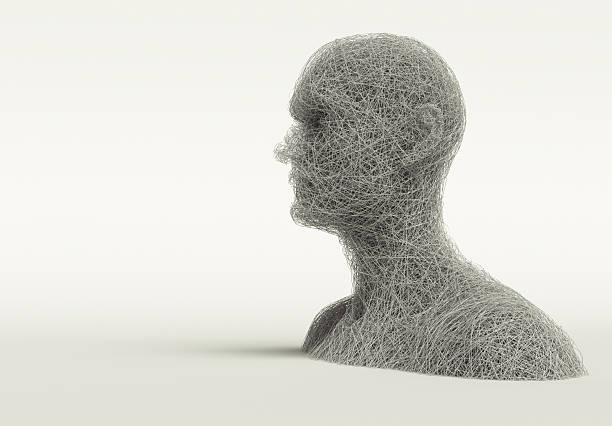 istock Creative wire sculpture of a human head silhouette showcasing artistic design and intricate detail 2243338143