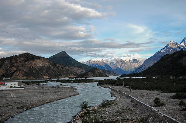 Lhasa, Tibet, China - 28th March 2025 - Overlooking of G4218 Ya'an-Yecheng Expressway between Lhasa and Nyingchi
