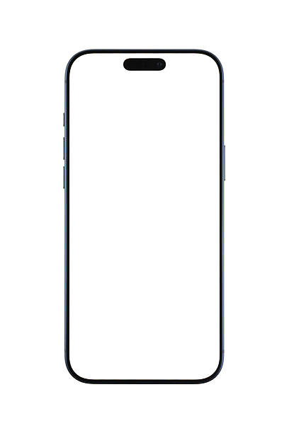 Apple iPhone 17 Pro Max Deep Blue with Blank White Screen - Isolated on White Background stock photo