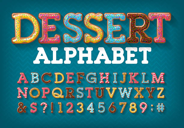 istock Dessert alphabet font. Letters, numbers, and symbols. 2243350546