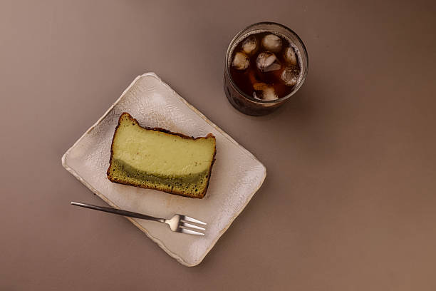 Matcha Brownies Burnt Cheese Cake on a Plate.