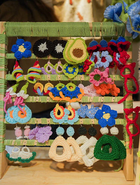 istock Gift the colorful hand knitted ornaments earrings 2243357967