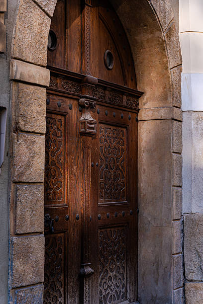 istock Beautiful vintage door with handle in Old Prague 2243364836