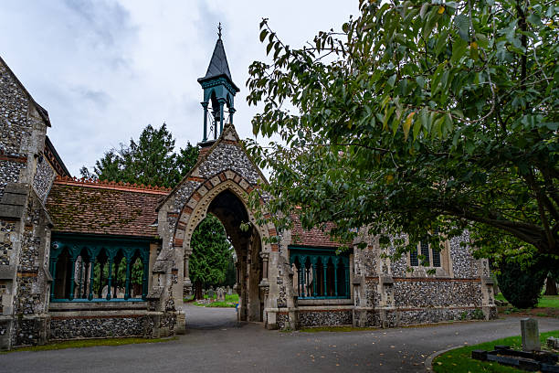 Dereham, Norfolk, UK - October 18 2025. Historic chapel in Dereham military cemetery
