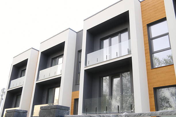 istock Exterior shows multiple floors, balconies, windows, and modern architecture 2243387798