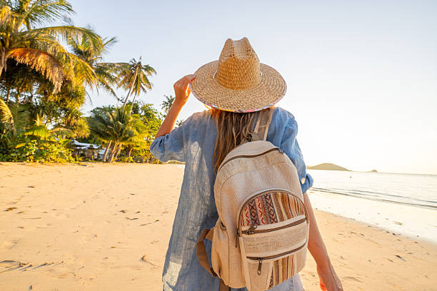 istock Woman Walking on Tropical Beach at Sunset 2243388005