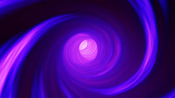 istock Futuristic glowing warp tunnel with blue and purple swirling light motion creating dynamic vortex effect in digital space. Abstract neon energy spiral background with depth and speed 2243404506