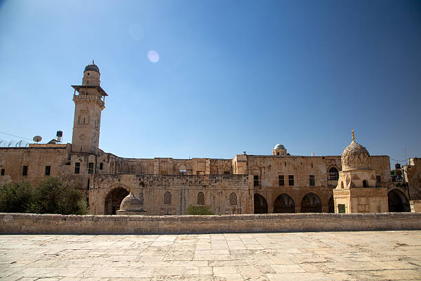 Part of Al Aqsa Mosque with minaret  on the Temple Mount, Old City of Jerusalem.