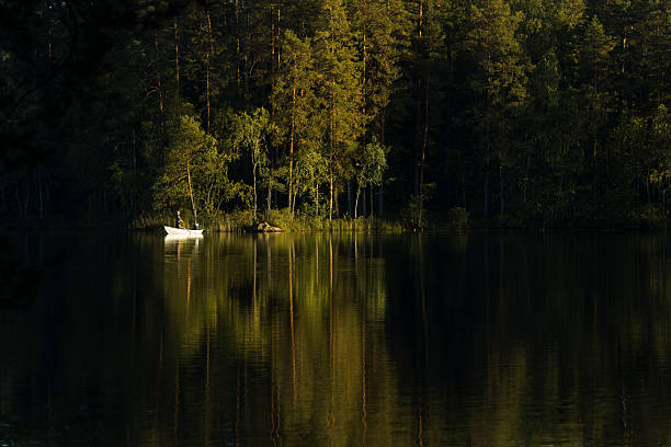 Lake sky and trees on the shore