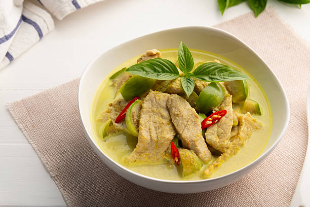 istock Thai Green Curry with sliced Pork Loin and Thai Eggplant 2243416470