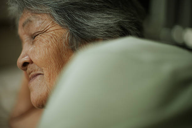 Elderly happiness eye-closed