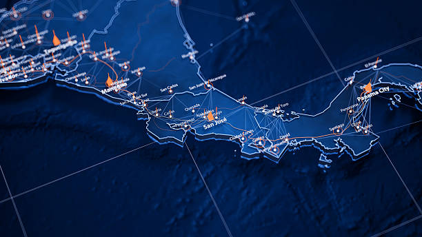 istock San Jose map big data visualization. Futuristic map infographic of city in Costa Rica. Visual map data complexity in modern blue and orange colors 2243424843