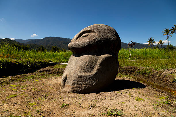 Megalith from unknown prehistoric megalithic cultures, is located in the Bada Valley, Central Sulawesi, Indonesia