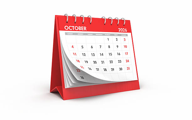 istock October 2026 Desktop Calendar, Desk Calendar Object + Shadow Clipping Path 2243438771