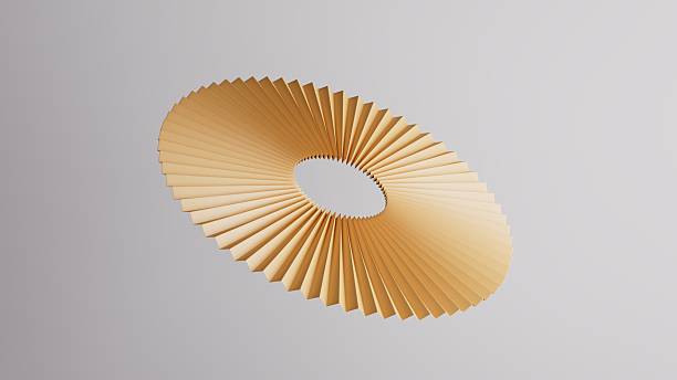 istock Circular folded paper loop in gold and black, stylish 3d render illustration. 2243445254