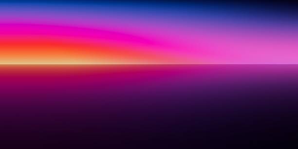 istock Vibrant neon gradient with pink and blue glowing light streaks on black background, perfect futuristic abstract wallpaper for design and stock creative use. 2243445454