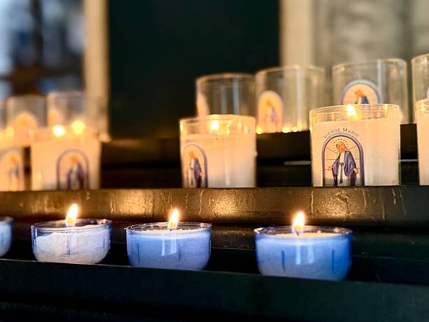 votive candles in a cathedral
