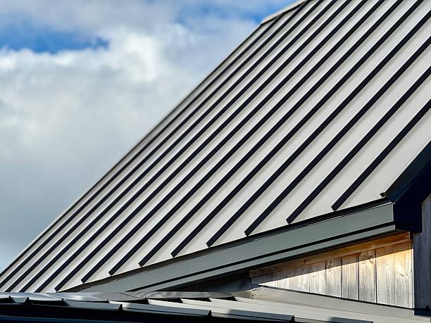 istock A roof with gray trapezoidal sheet metal 2243453979