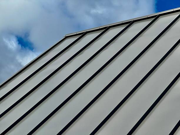 istock A roof with gray trapezoidal sheet metal 2243454001