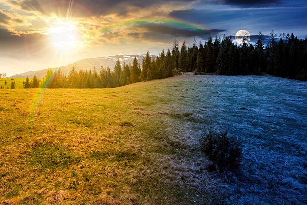 istock mountain landscape with spruce forest on spring equinox 2243458282