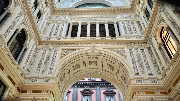 The elaborate architecture of Galleria Umberto in Naples Italy