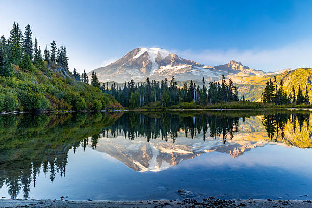 istock Breathtaking Sunset Reflection of Mount Rainier in Bench Lake 2243459041