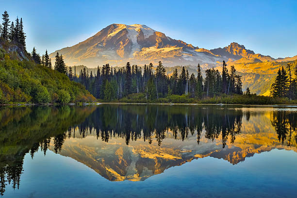 istock Breathtaking Sunset Reflection of Mount Rainier in Bench Lake 2243459998