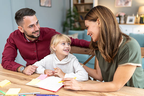 istock Parents helping child with homework learning at home 2243471865