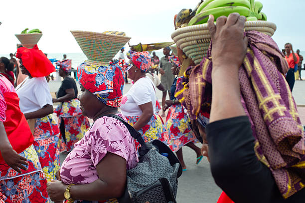 People celebrating Carnaval on the streets of Benguela