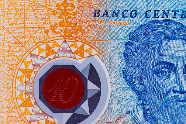 istock Banknote detail with portrait and geometric patterns 2243489445