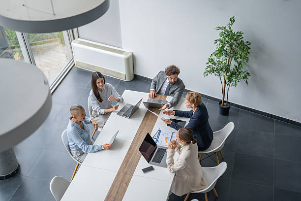 istock Business team discussing strategy during a meeting in modern office 2243493369