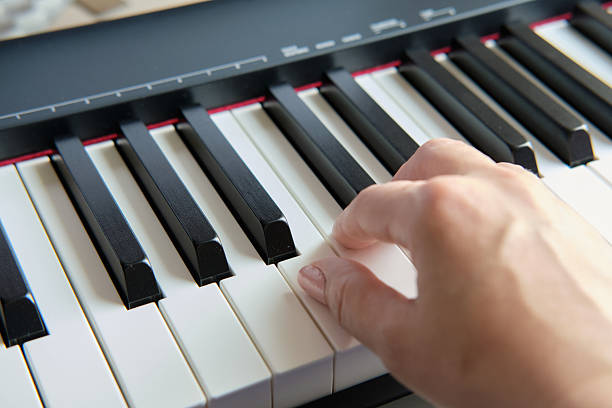 istock Close up of piano keys, partially shown 2243494046