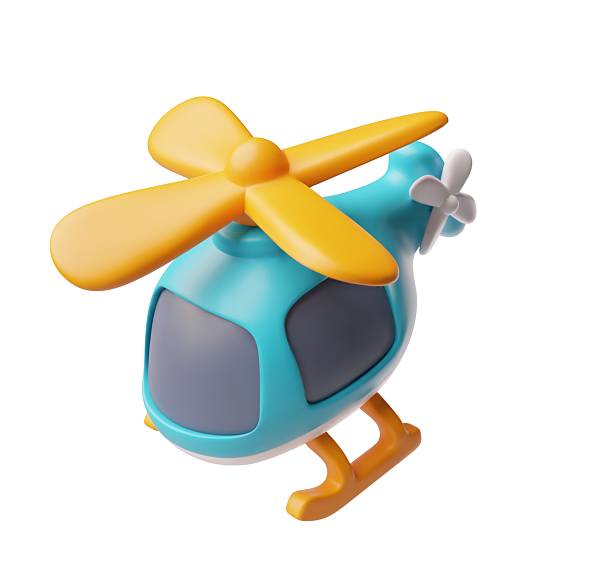 istock Helicopter 3D cartoon plastic style vector icon, volume air transport aircraft vehicle, aviation transportation kids toy 2243500925