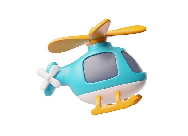 istock 3D helicopter icon, in flight, two propellers, blue and orange color, air transport. 2243500928