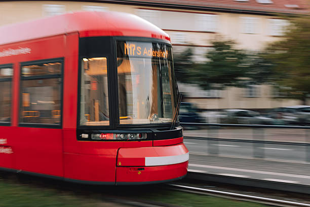 istock Red Tram on M17 Route to Adlershof, Berlin, Germany 2243500978