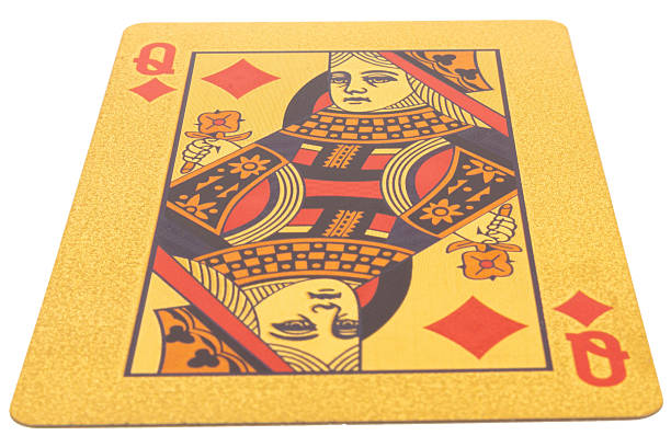 Deck of playing cards standing on white table