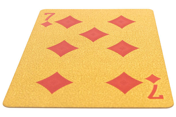 seven diamonds card gambling color gold isolated on white background.