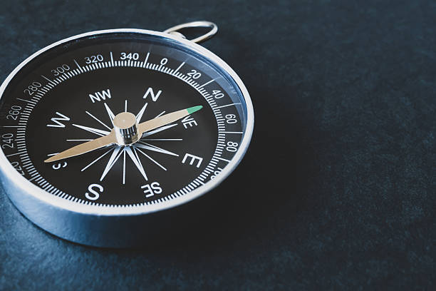 istock Compass on a dark background. Indicates north, south, east and west directions. 2243508976
