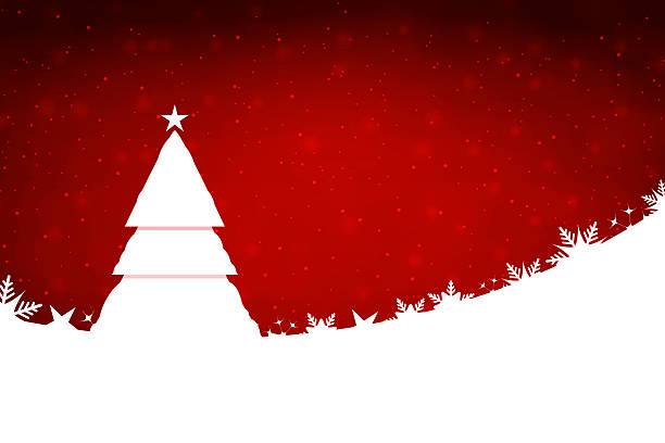 istock Horizontal white dark red maroon color glittering shiny vector backgrounds with snowflakes pattern and Christmas tree on curved snow hill slope border of cartoon festive scene, New Year backdrop 2243521450